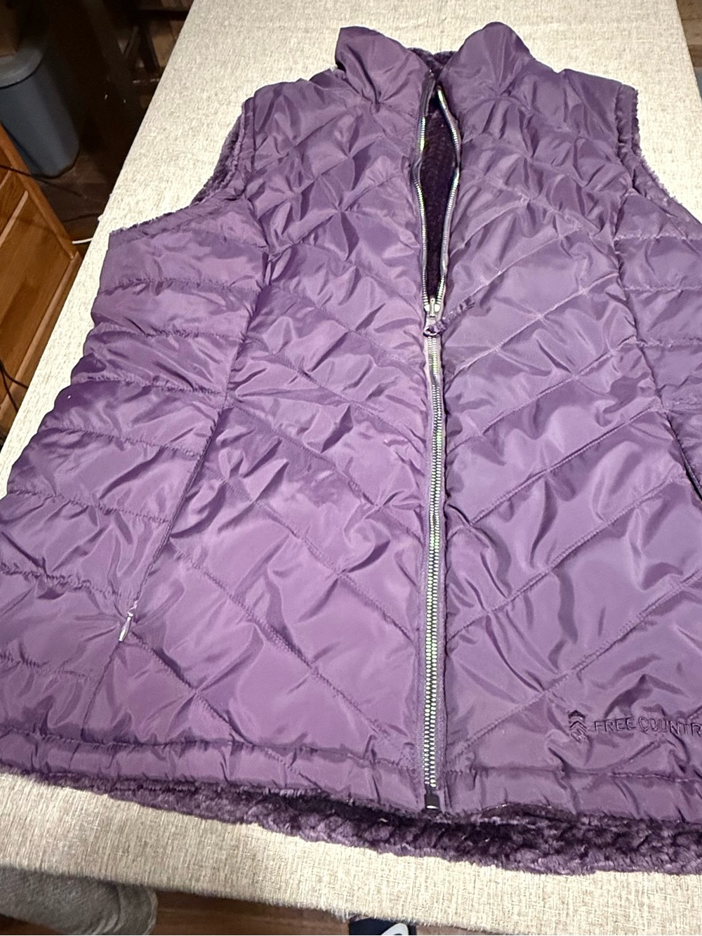 Free Country Quilted Purple Women's Vest with Zip Front